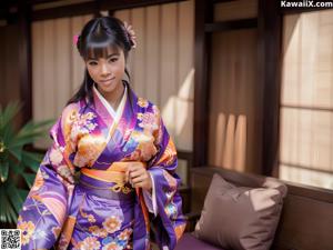 A woman in a kimono posing for the camera.