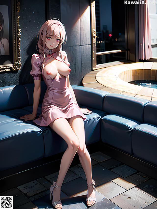 Hentai - 华彩繁花 Set 2 20230602 Part 1 No.cd662d A woman in a pink dress sitting on a blue couch.