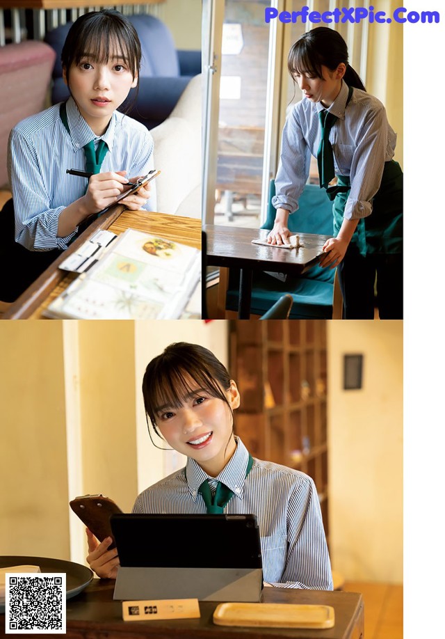 A woman sitting at a table with a laptop computer.