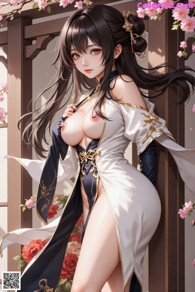 Hentai - The Frozen Elegance That Melts Starlight Set.1 20250104 Part 4 No.a221c2 A woman in a white and black dress posing for a picture.