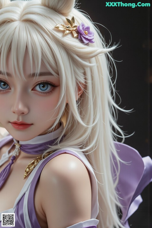 Hentai - Sovereign of Lightning in Exquisite Garb Set.2 20250126 Part 9 No.91cd65 A close up of a doll with long blonde hair and blue eyes.