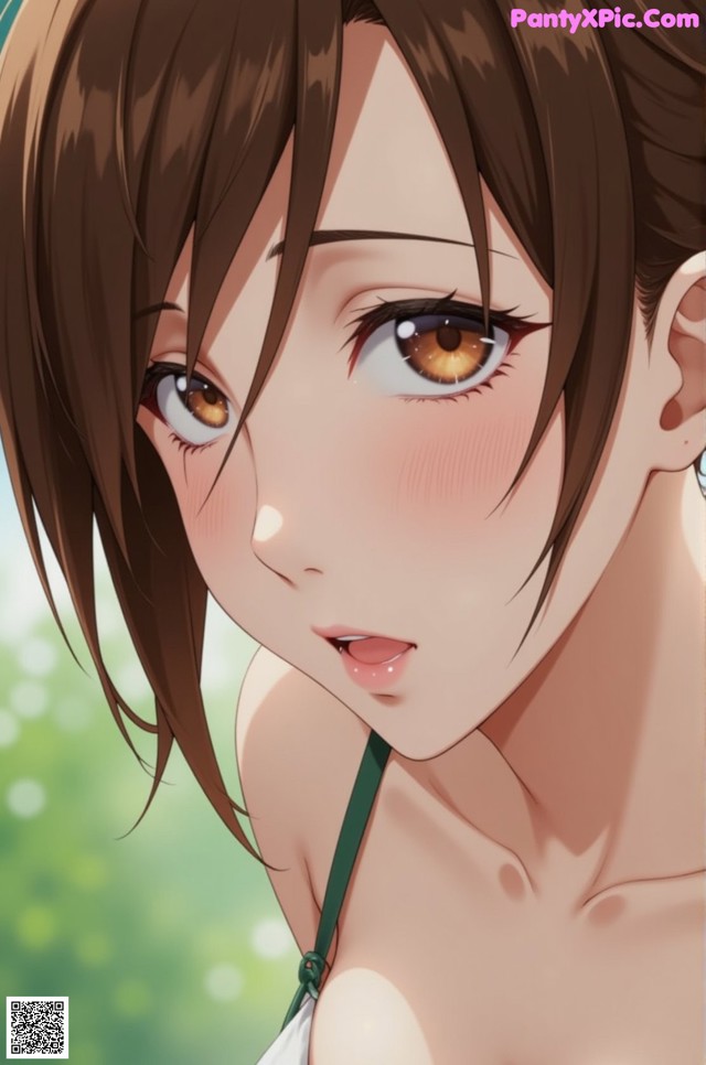 Anime girl with brown hair and brown eyes.