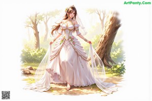 A woman in a wedding dress is sitting on a swing.