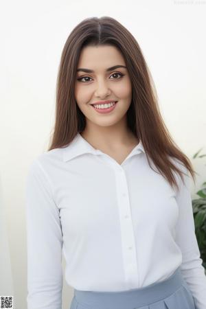 A woman in a white bra and panties posing for a picture.